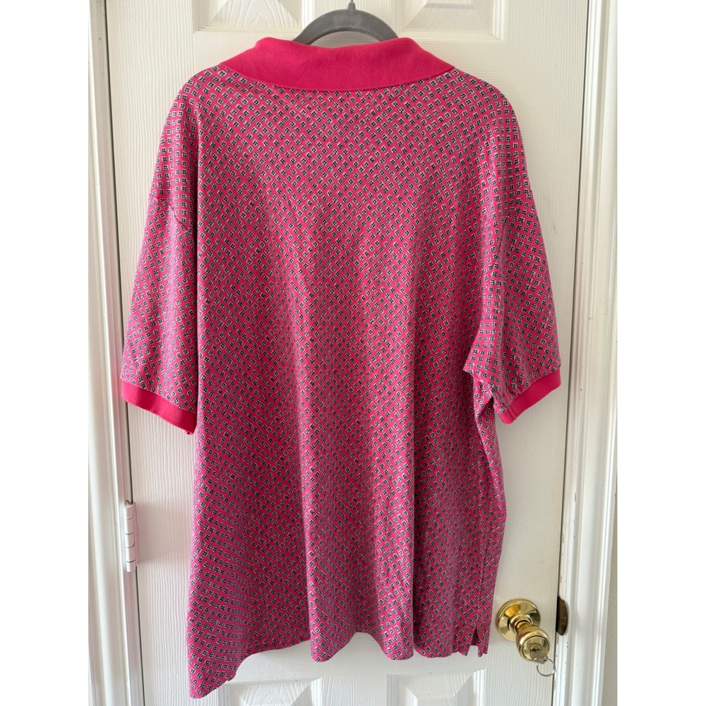 Polo‎ Ralph Lauren 2XB Polo Shirt Pink Geometric Print Short Sleeve Cotton Tall - Picture 5 of 8